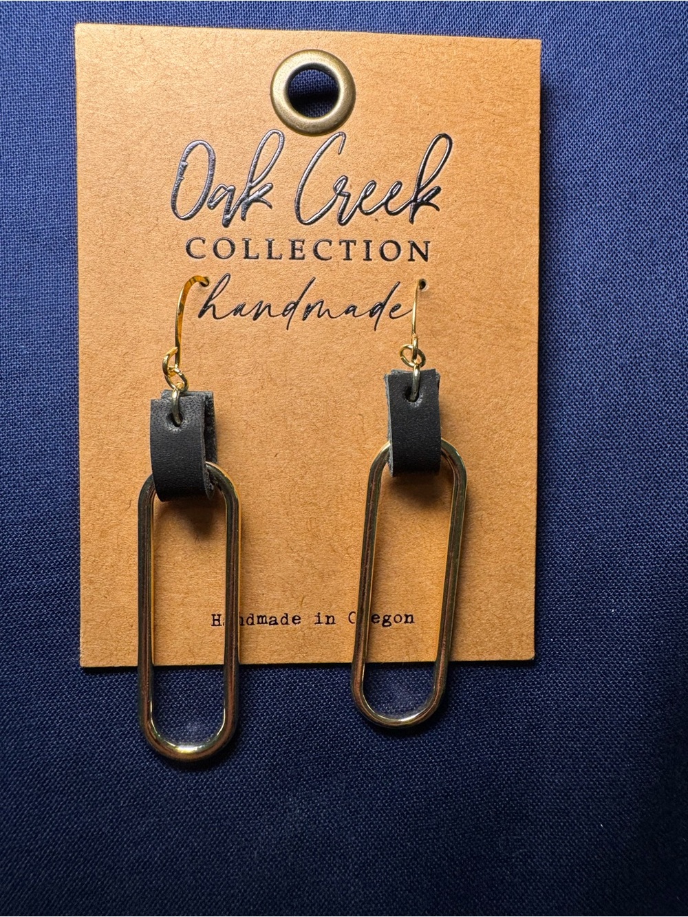 Black & Gold Oval Drop Earrings